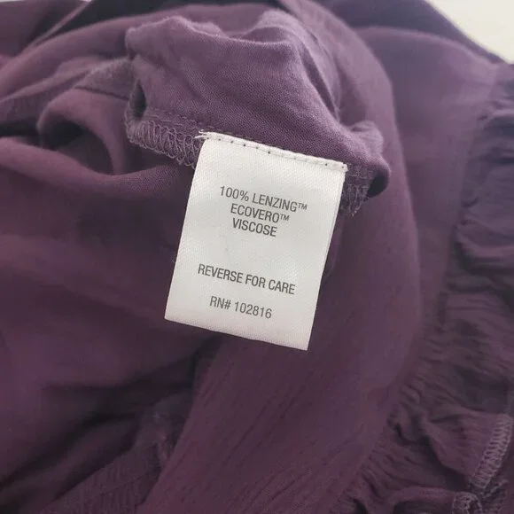 Garnet Hill Women's Purple Midi Dress V-Neck Ruffle Smocked Waist L (A-2) - Picture 8 of 11